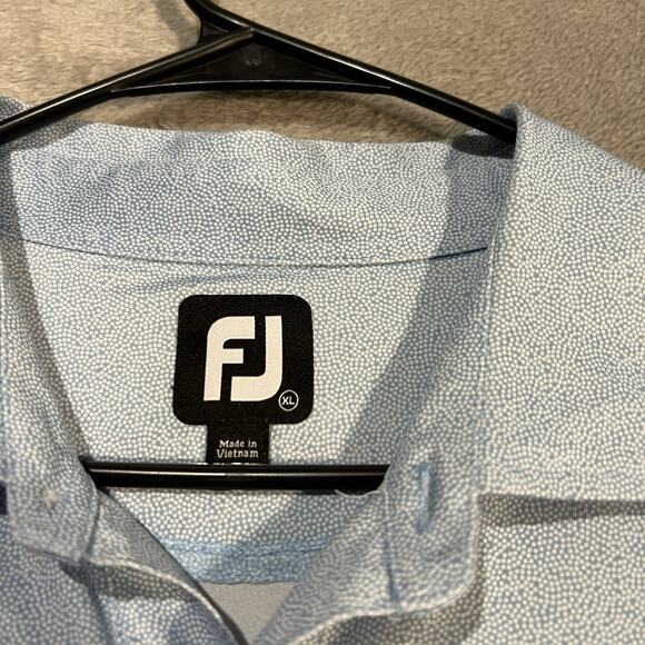 Footjoy Lisle Print Polo Shirt Mens XL Blue Sharkskin All Over Print Golf - Picture 4 of 9
